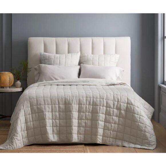 Quince European Linen Quilted Box Euro 20"X 20" Sham Sand NWOT #39 - Picture 1 of 3